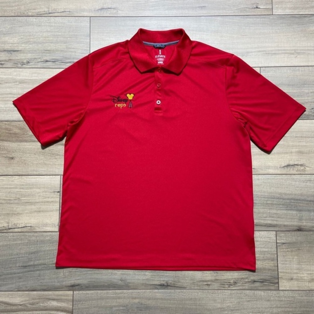Elevate Mens Disney Reps Short Sleeve Polo Shirt Size XL Red Embroidered Logo